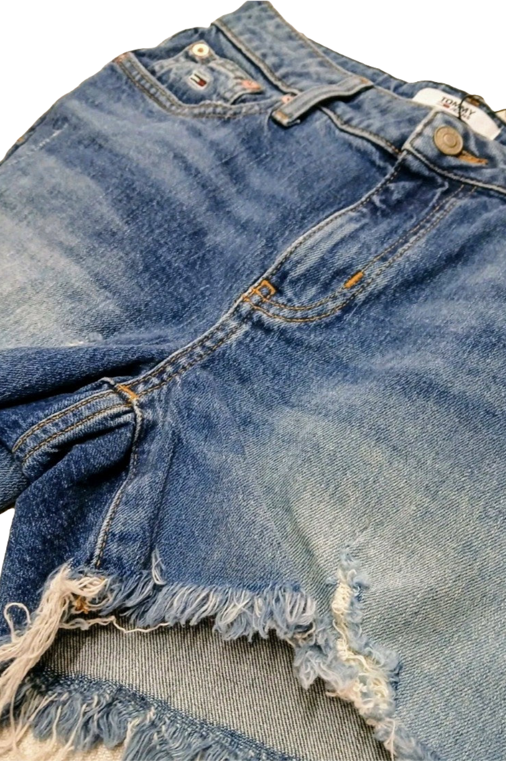 Tommy Jeans Ripped Blue Denim Shorts