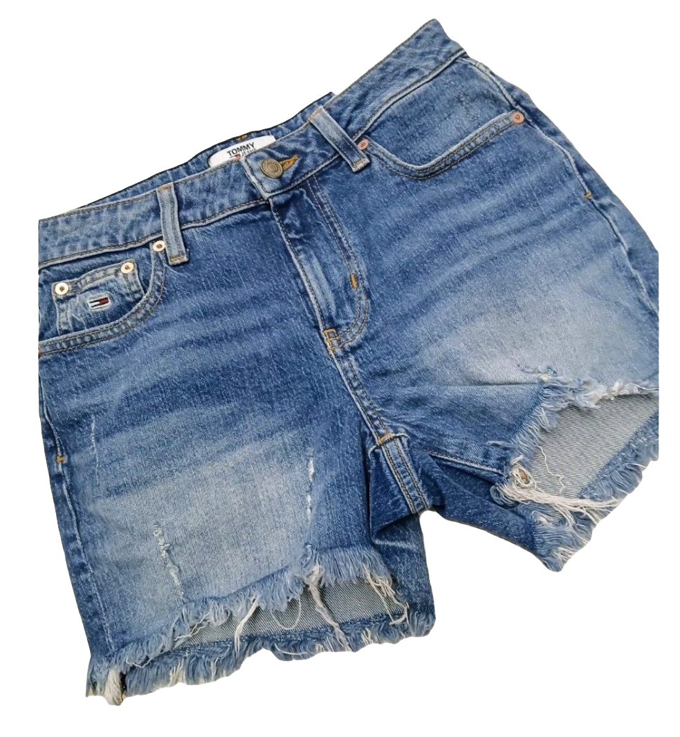 Tommy Jeans Ripped Blue Denim Shorts